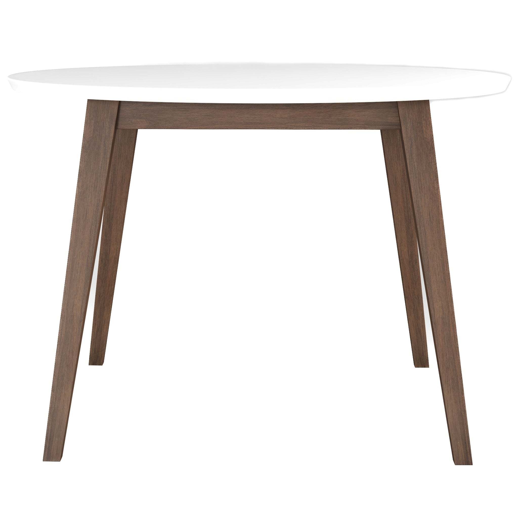 Paloma Mid-Century Modern Round Dining Table in White Solid Wood, 43.3 Inches for Kitchen, Dining Room, Dinette, Breakfast
