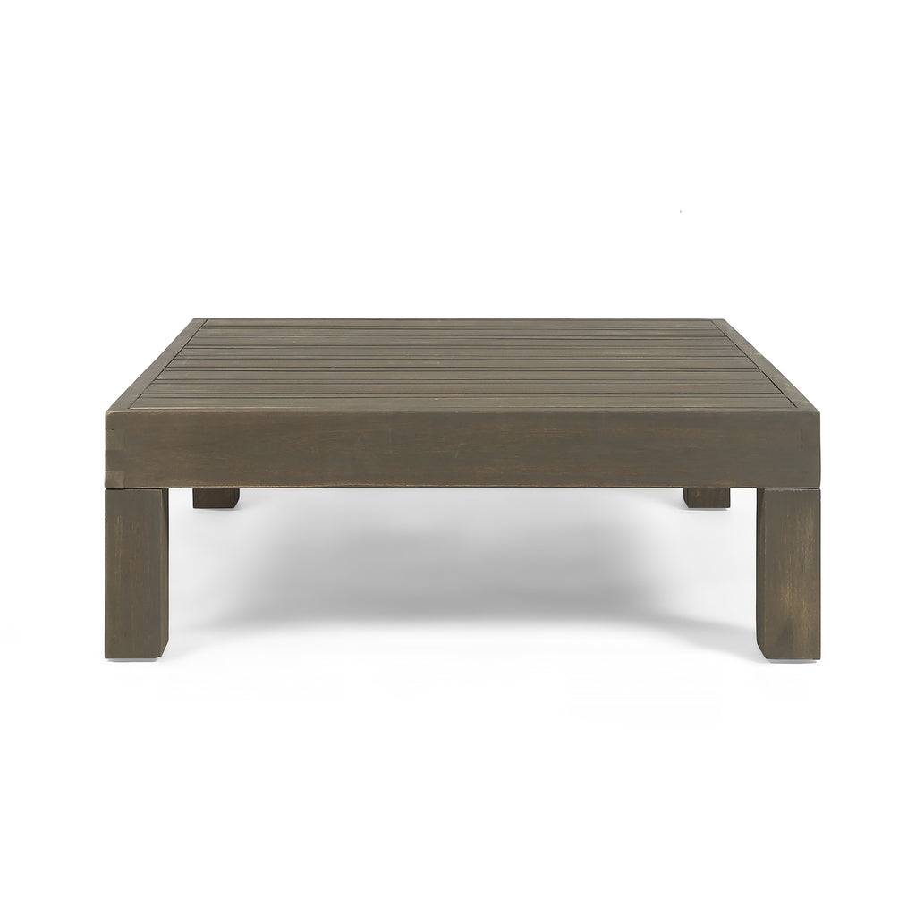 OANA/BRAVA Rustic Grey Coffee Table with Slat Panel Design in Acacia Wood, 29.5'