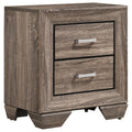 Tomasina Washed Taupe 2-Drawer Rectangular Nightstand with Neutral Finish, MDF Frame, 27H x 23.5W x 16.5D