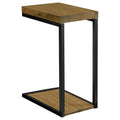 Black and Antique Nutmeg Snack Table with Industrial Metal Base, Wood Top in Brown Finish, 11.5 x 17.75 x 25.5 Inches