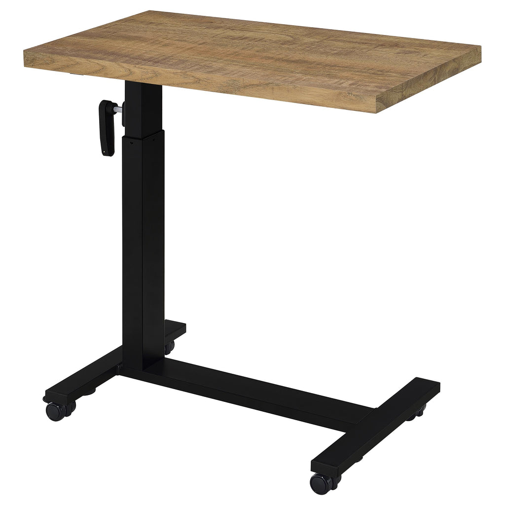 Geary Mango Height Adjustable Mobile C-Table for Bedroom with Slim C-Base and Hand Crank