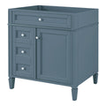 Modern Indigo Bathroom Vanity Cabinet with 2 Drawers and Tip-out Drawer, Solid Wood & MDF Construction, 30'' Storage Unit