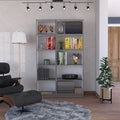 Kenyon 2 Piece Home Bookcase set, 42' Wide with 10 Shelves, Living Room Set Matt Gray / White