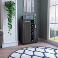 Bar Cart, Two External Shelves, Four Casters, Six Built-in Wine Rack, Single Door Cabinet -Espresso