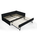 Black Velvet Upholstered Full Size Daybed with Trundle, Tufted Backrest and Armrests, 79.5''x58''x25''
