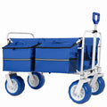 Beach Wagon Cart, 500lbs Heavy Duty Collapsible Folding Wagon, Oversized 150L, 9' PVC All-Terrain Wheels, Adjustable Handle, Cooler & Storage Bags for Beach, Camping, Garden & Outdoor Sports, Blue