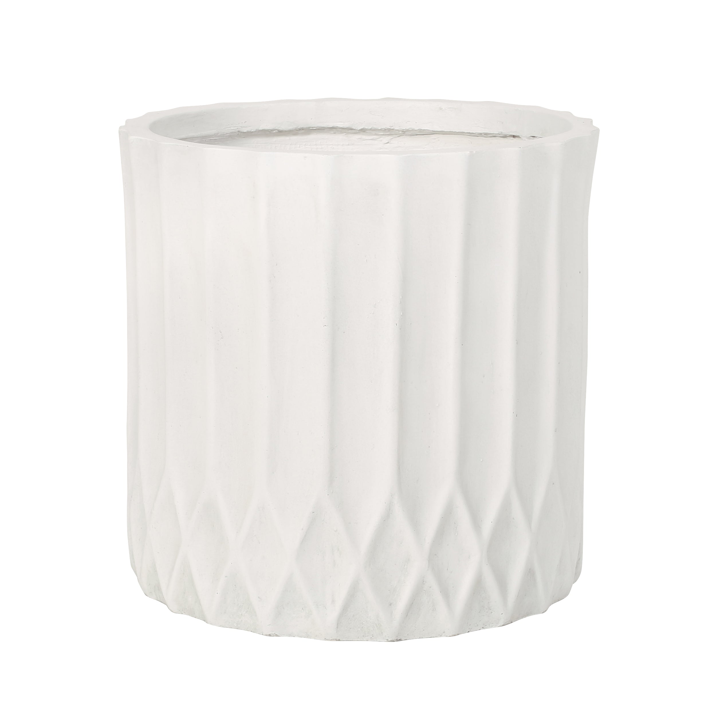 Antique White MGO Planter with Subtle Pleated Design