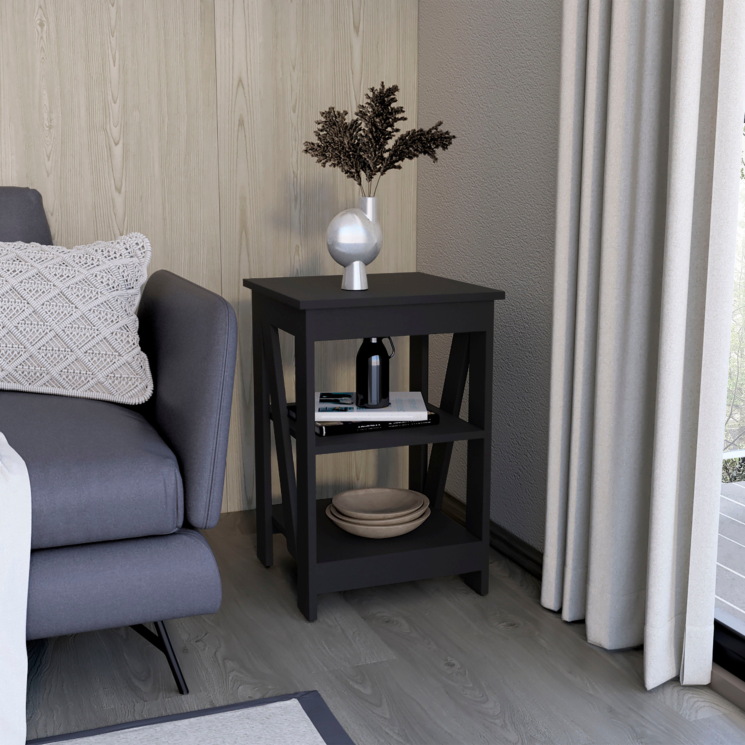 Taylor End Table, Side Table, Nightstand, 3-Tier Storage Shelf, Sofa Table for Small Space
