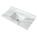 43 Inch Carrara White Marble Vanity Top with Undermount Sink and Backsplash, Sintered Stone