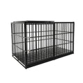 61' Extra Large Heavy Duty Dog Crate in Black with Carbon Steel Frame and Removable Pans for Large Dogs