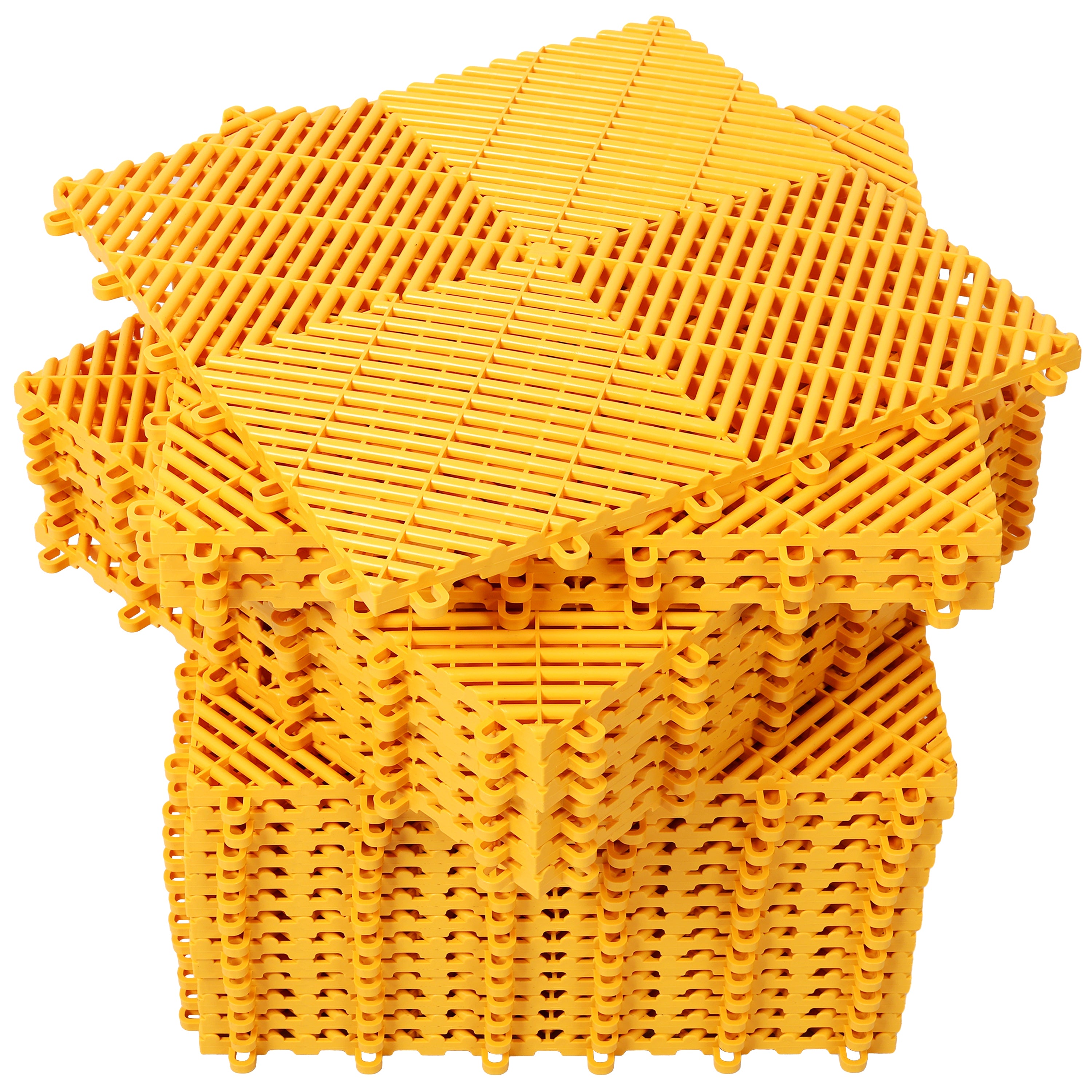 25pcs Plastic Garage Floor Mats,15.6'x15.6' Size,Non-Slip Interlocking Plastic Garage Floor Mat,Splicing Drainage Floor Tile and Shower Mat, for Garage, Garden, Kitchen & Outdoor, Yellow