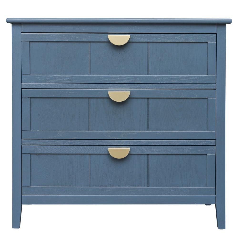 3-Drawer Cabinet for Bedroom, Living Room, or Study – Blue MDF American Furniture