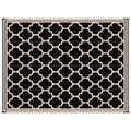 Outsunny Reversible Outdoor Rug Carpet, 9' x 18' Waterproof Plastic Straw Rug, Portable RV Camping Rugs with Carry Bag, Large Floor Mat for Backyard, Deck, Picnic, Beach, Black & Beige