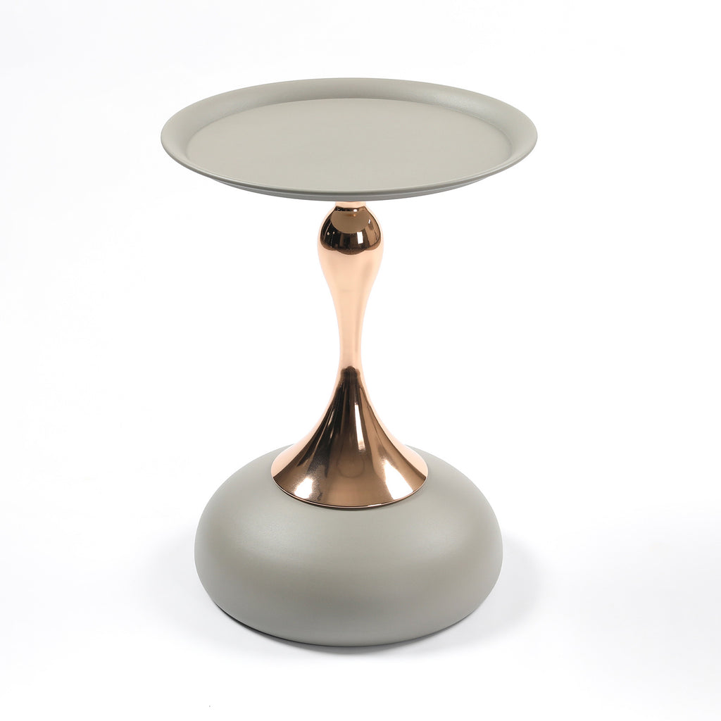 Mermaid Tail End Coffee Table Round Side Table, Modern Metal Pedestal Table in Matte Gray, Minimalist Accent Table for Small Spaces, Drink Martini Table Decoration for Living Room