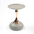 Mermaid Tail End Coffee Table Round Side Table, Modern Metal Pedestal Table in Matte Gray, Minimalist Accent Table for Small Spaces, Drink Martini Table Decoration for Living Room