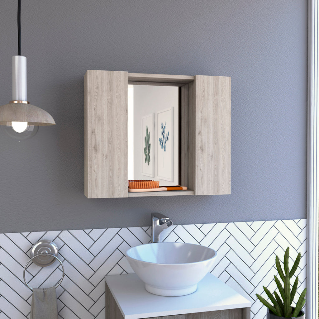 Artemisa Medicine Cabinet, Double Door, Mirror, One External Shelf  -Light Gray