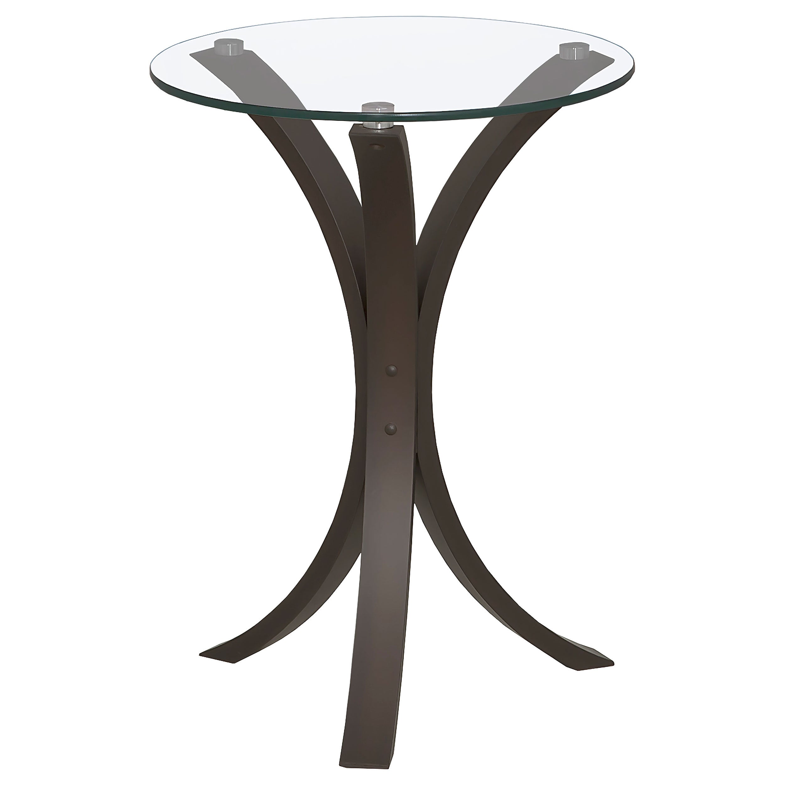 Helena Cappuccino Round Glass Top Accent Side Table with Wooden Frame in Warm Brown Finish